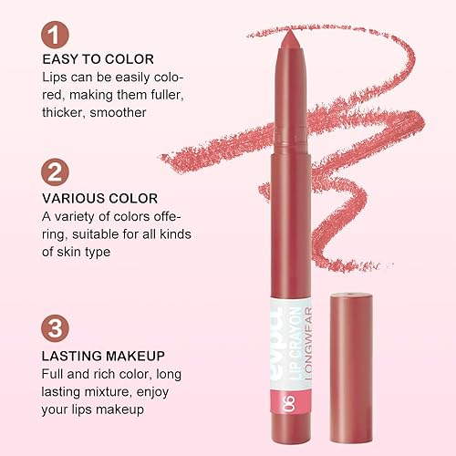 Miniatura 205 de evpct Juego de 3 lápices y lápices labiales mate de color rosa natural claro, lápiz y lápiz labial, juego de lápiz labial y delineador de labios a