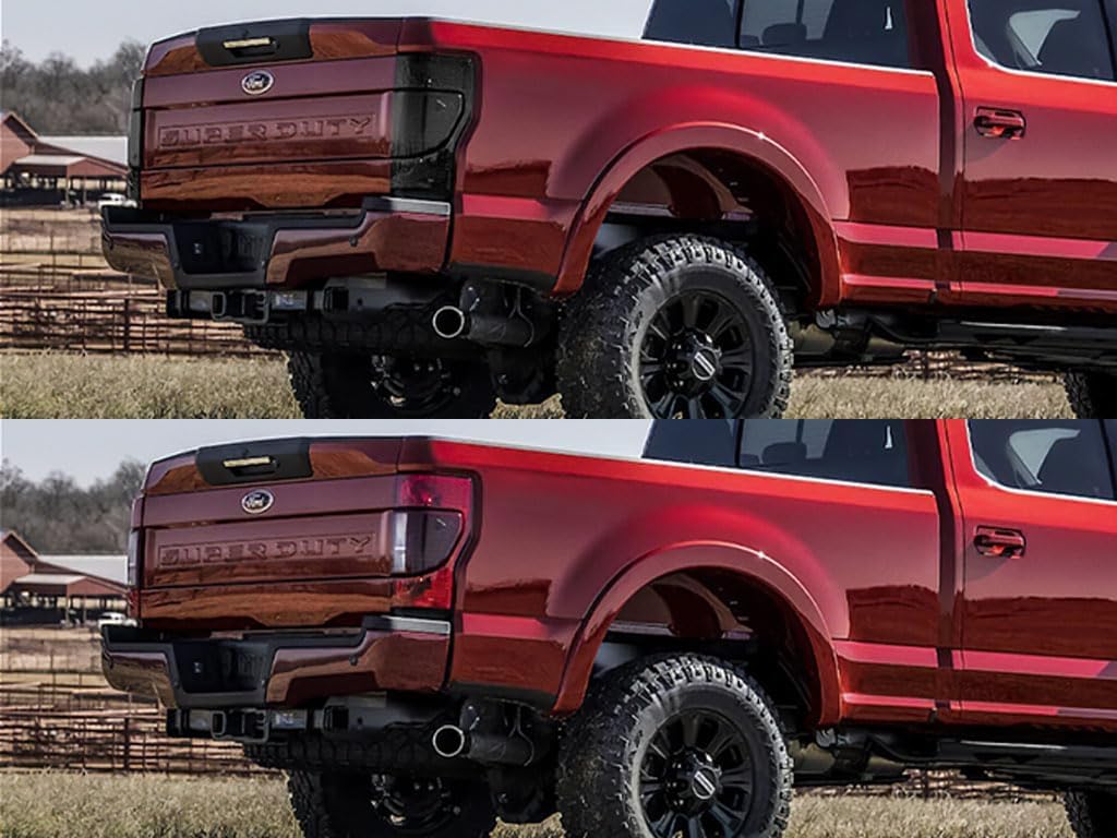 Rvinyl Tail Light Pre Cut Film Tint Cover Kit in Blackout Smoke Compatible with Ford F-250 2020-2022 with Blind Spot Information System - Adhesive Backs