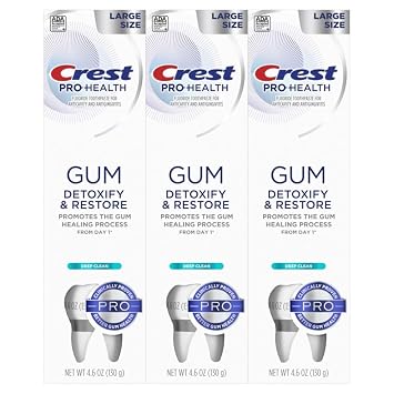 Crest Pro-Health Gum Detoxify and Restore Deep Clean Toothpaste, 4.6 Ounce (Pack of 3), Crest Toothpaste, Anticavity, Antibacterial Flouride Toothpaste, Clinically Proven, Gum and Enamel Protection