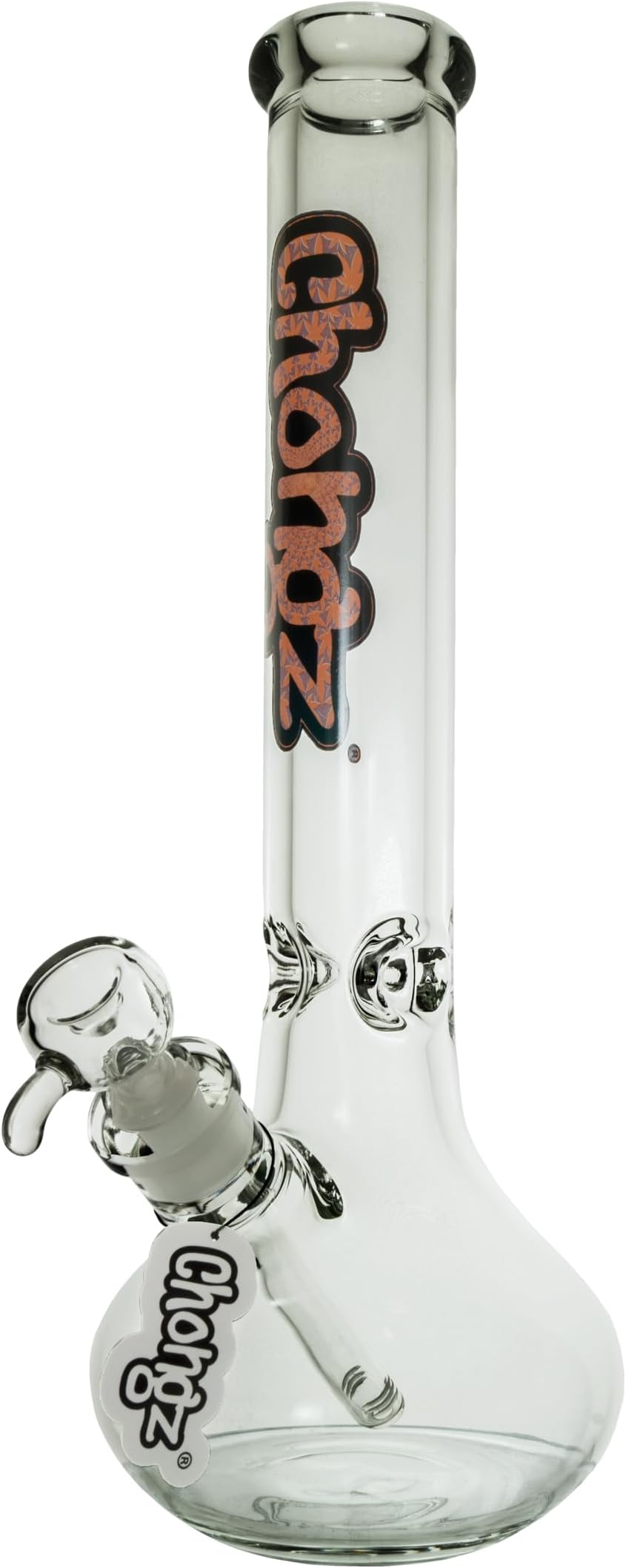 Chongz 40cm 9mm "Eclipse" Bubble Glass Waterpipe, manufactured from 9 mm thick borosilicate glass, wide rounded glass base aids stability, permanent Chongz Brand logo