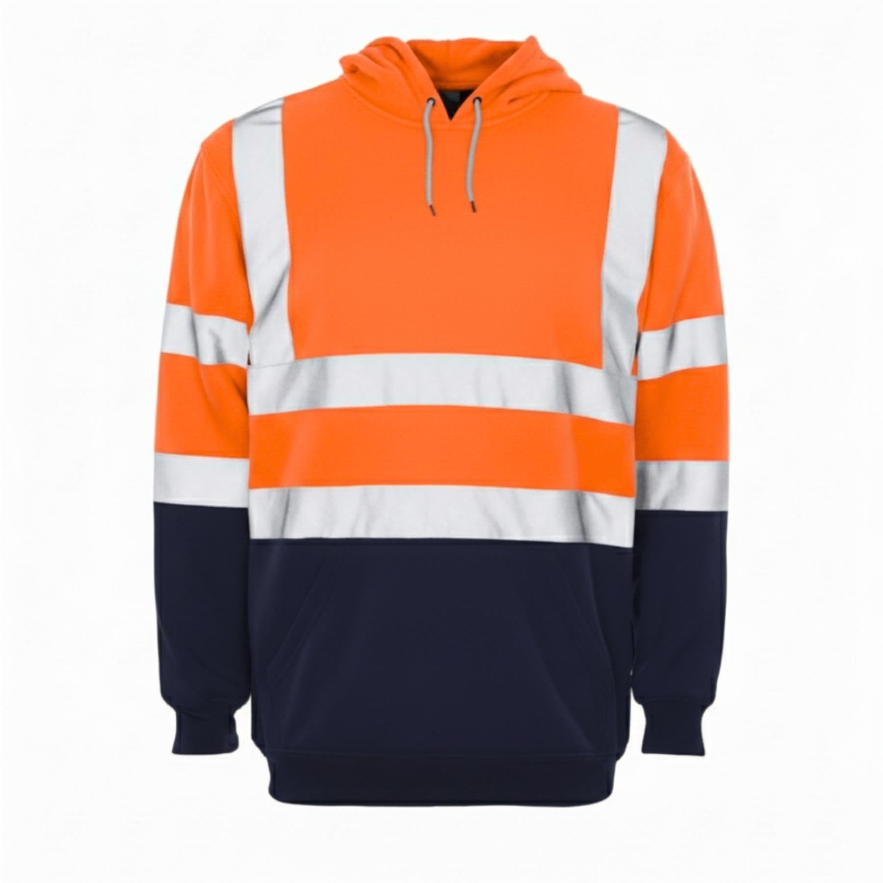 Janisramone® Blouson Haute Visibilité Homme, Pull-Over Réfléchissant Sweat Polaire Homme, Contrast Patch Sweat Homme Capuche, Veste Securite Homme