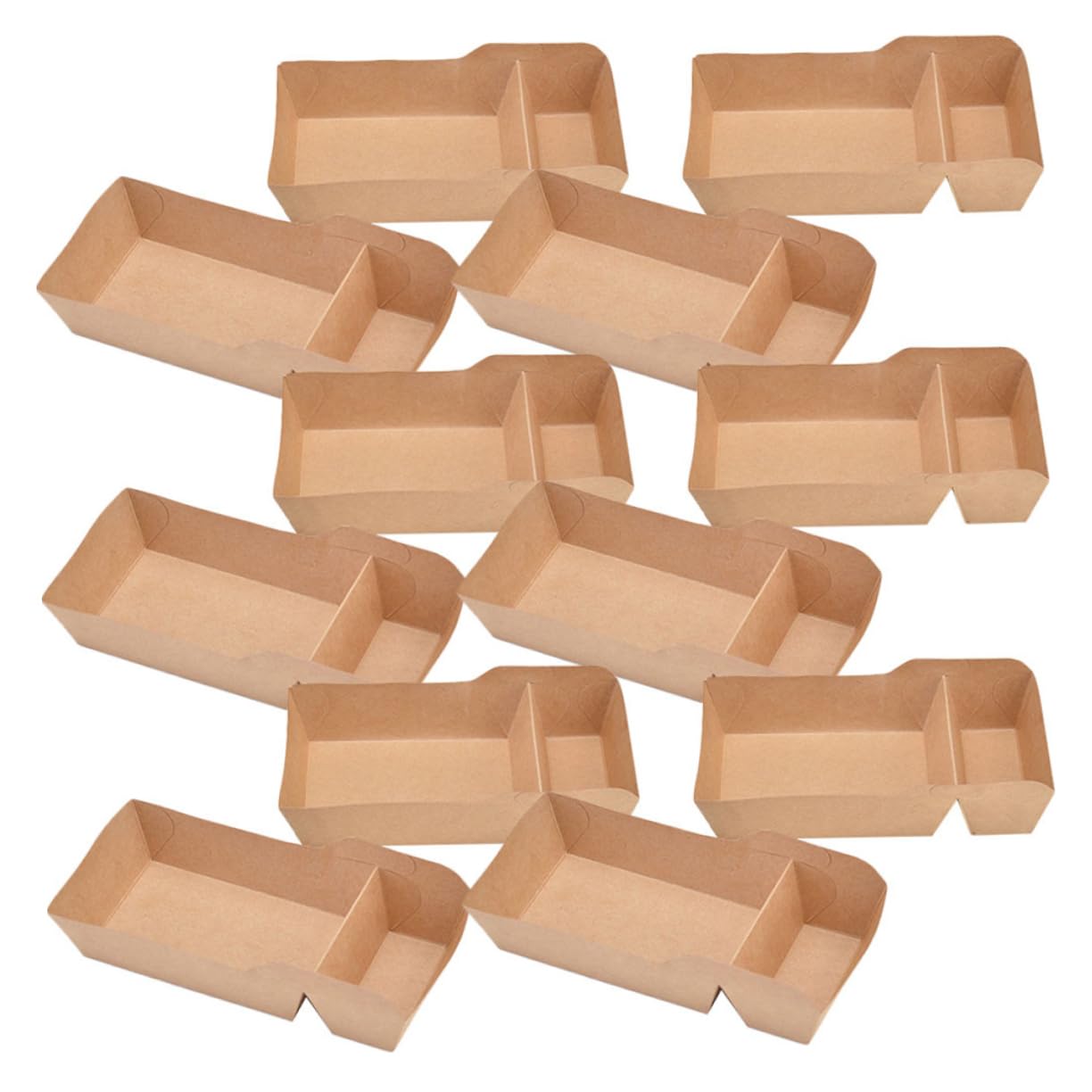 SOLUSTRE 50pcs Snack Box Tray Food Truck Supplies Hotdog Serving Take Out Snack Container Fast Food Snack Holder Paper Brown