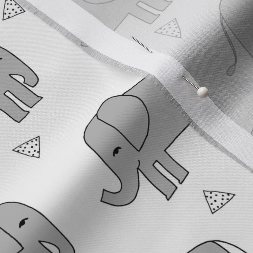 Spoonflower Fabric - Elephant Grey Mint Kids Nursery Print Gray Printed on Organic Cotton Sateen Fabric by The Yard - Sewing Quilting Apparel Home Decor