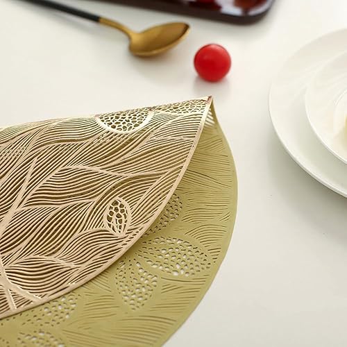 Miniatura 3 de Juego de 6 manteles individuales redondos de vinilo lavables y lavables para decoración de mesa del hogar, boda, fiesta (estilo B)