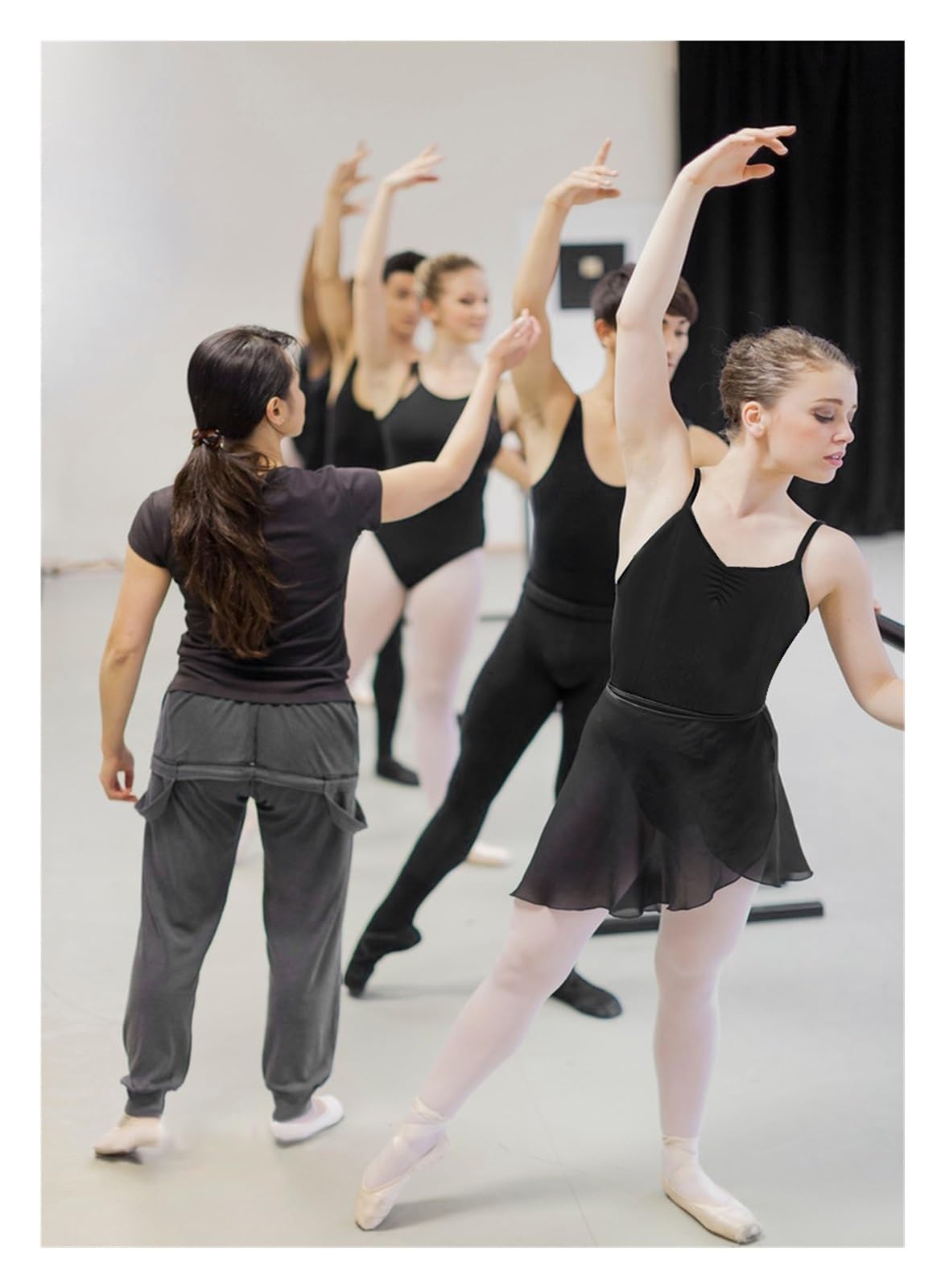 Justaucorps Gymnastique Fille Justaucorps de ballet noir à manches longues for femme, costume de danse, de gymnastique