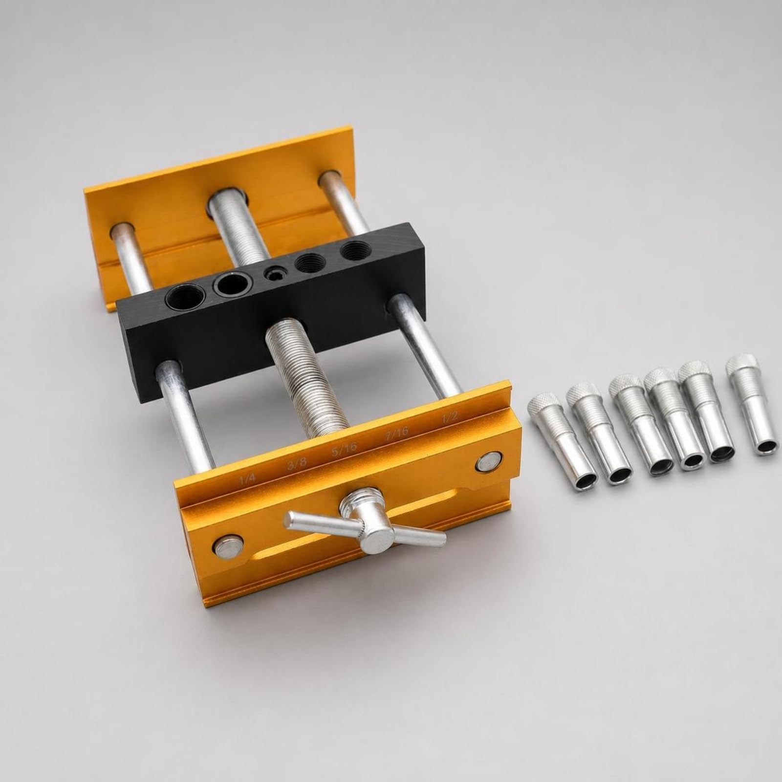 Kit di Guida per Trapano Professionale | Regolabile, Boccole di Guida, Anodizzato, Officina, Falegnami,