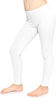 STRETCH IS COMFORT Girls Cotton Leggings, Kids Toddler Footless Pants, 2-16