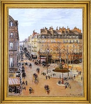 Art Oyster Camille Pissarro Rue Saint Honore Sun Effect- Afternoon - 20" x 25" Premium Canvas Print with Gold Frame