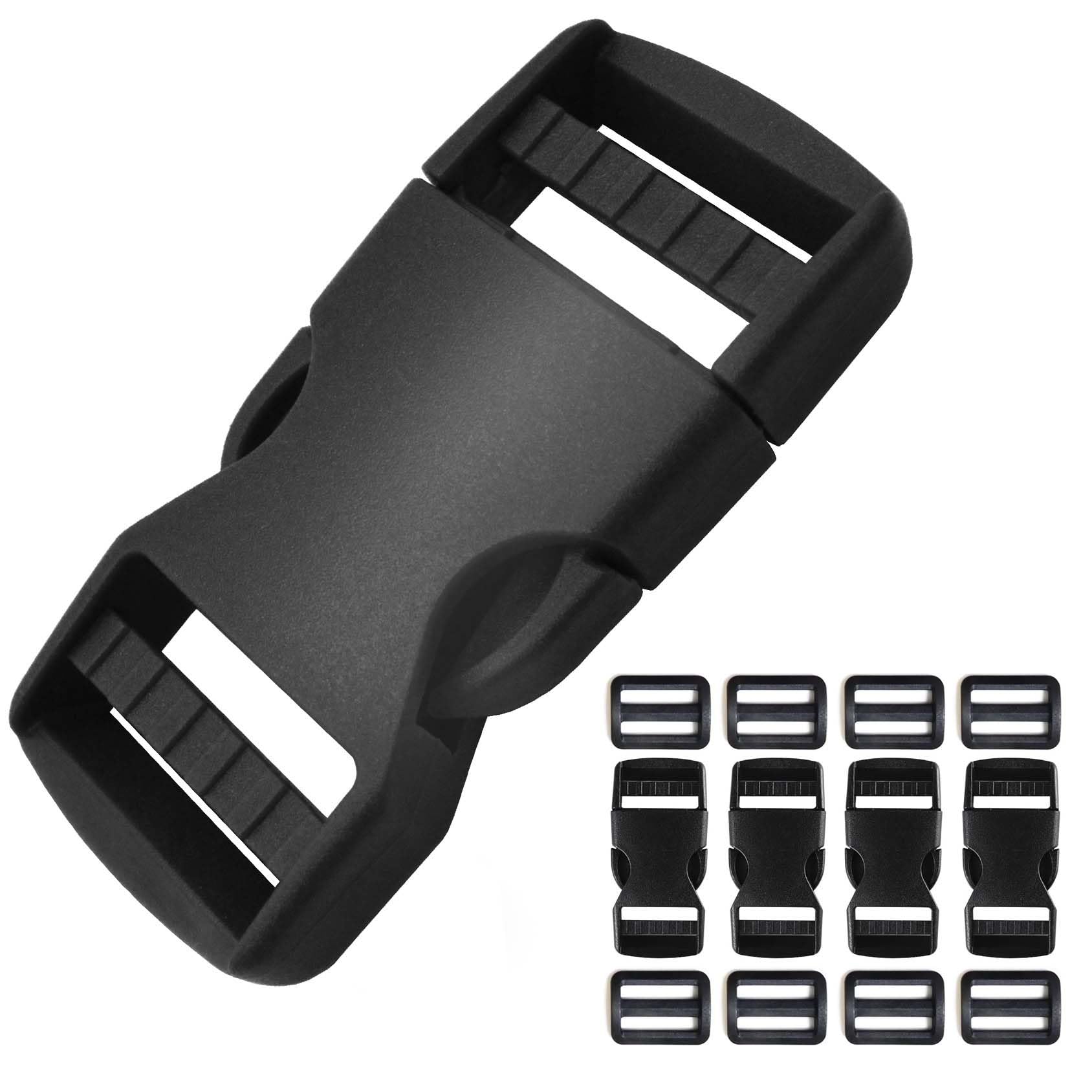 ONE WVW PIN Buckle 1 inch 4 Set, Quick Side Release Buckles, Plastic Tri-Glide Slide Clips 8Pcs for 1''/25mm Webbing Straps, Dual Adjustable for DIY