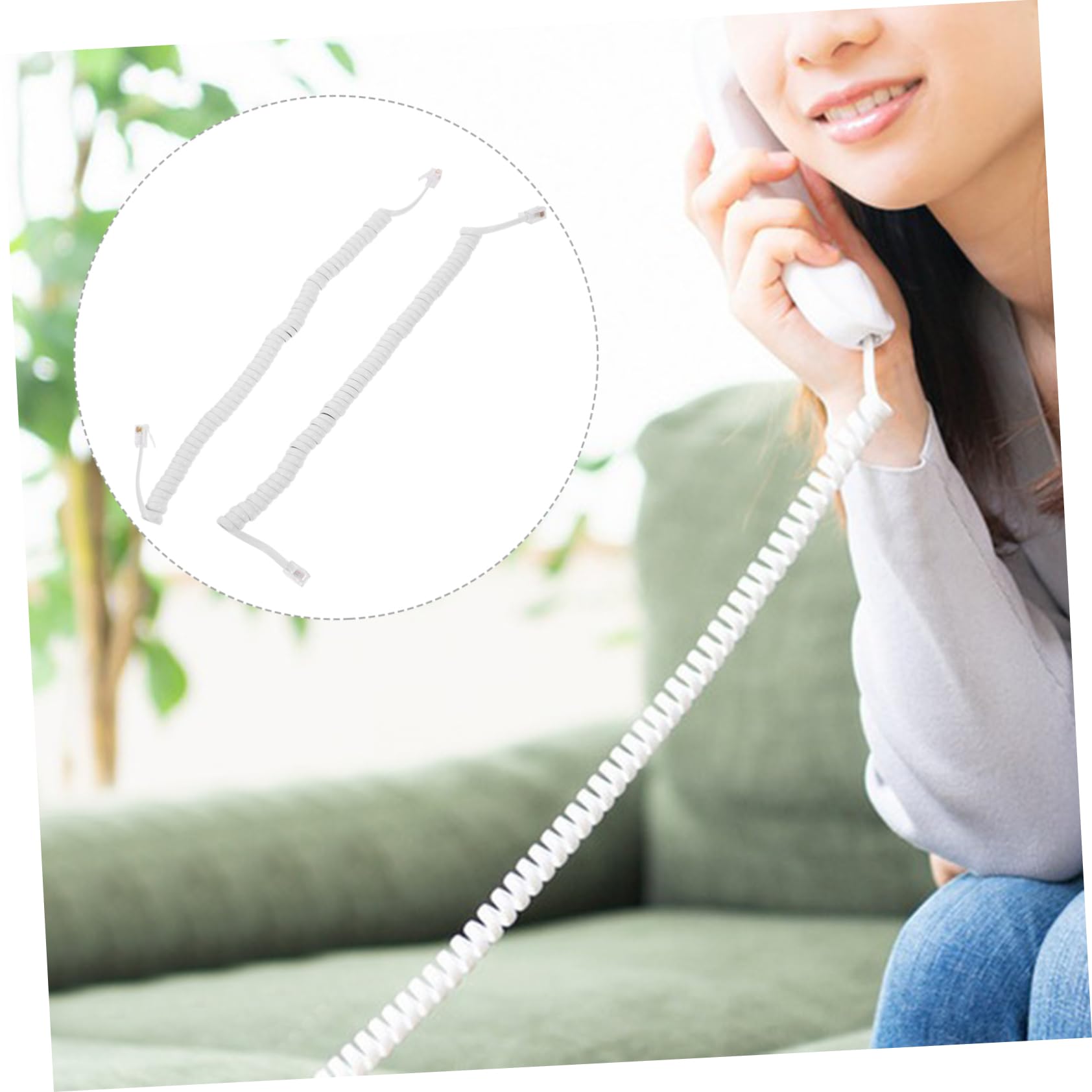 CONGARTENO 2Pcs Coiled Telephone Cords for Landline Phones Soft and Convenient Spiral Cords Stable Signal Transmission for Use