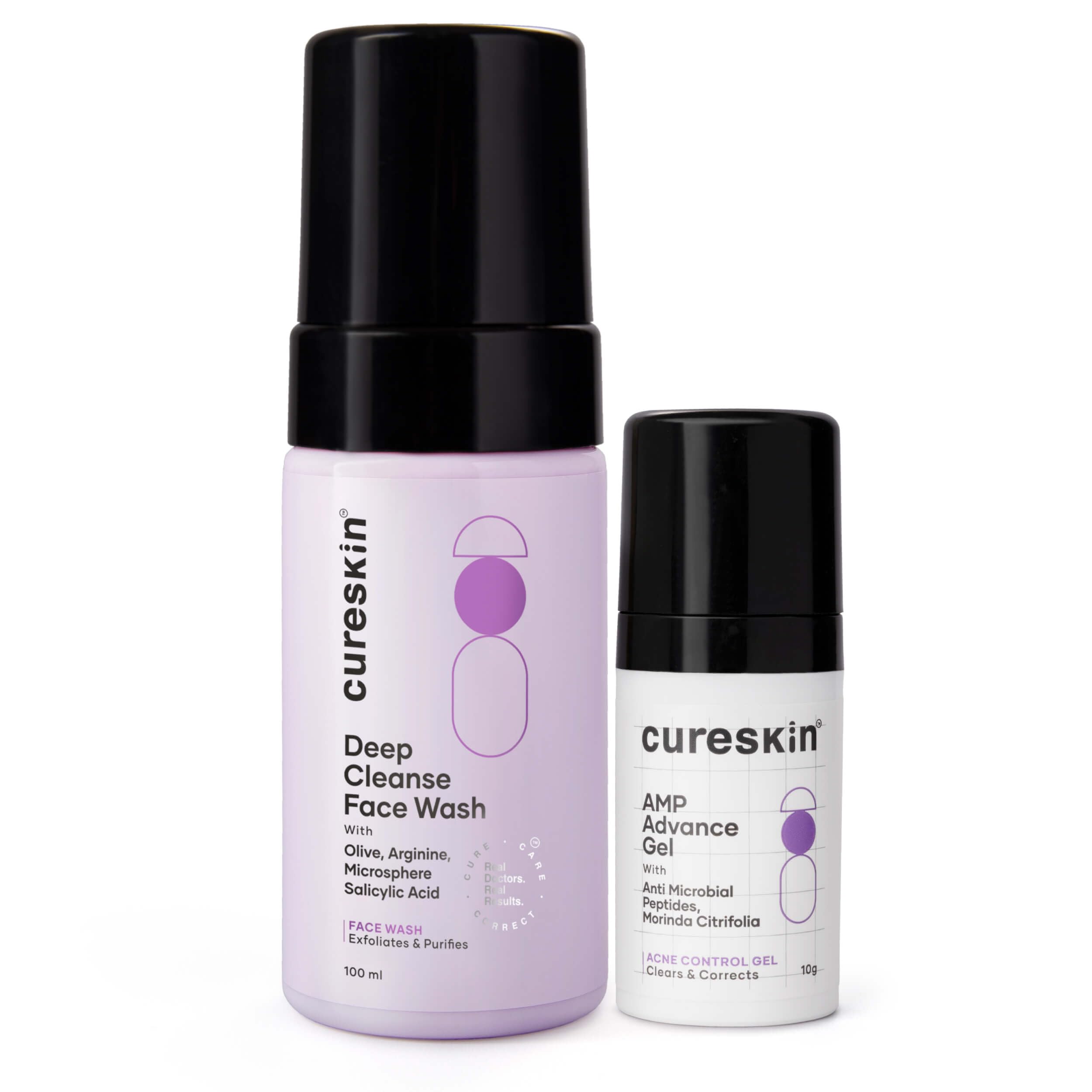 Cureskin Acne Control Combo | Deep Cleansing Microsphere Salicylic Acid Face Wash 100ml + AMP Advance Gel 15g (Antimicrobial Peptides + Morinda Citrifolia) for Oily, Acne-Prone Skin-image-34