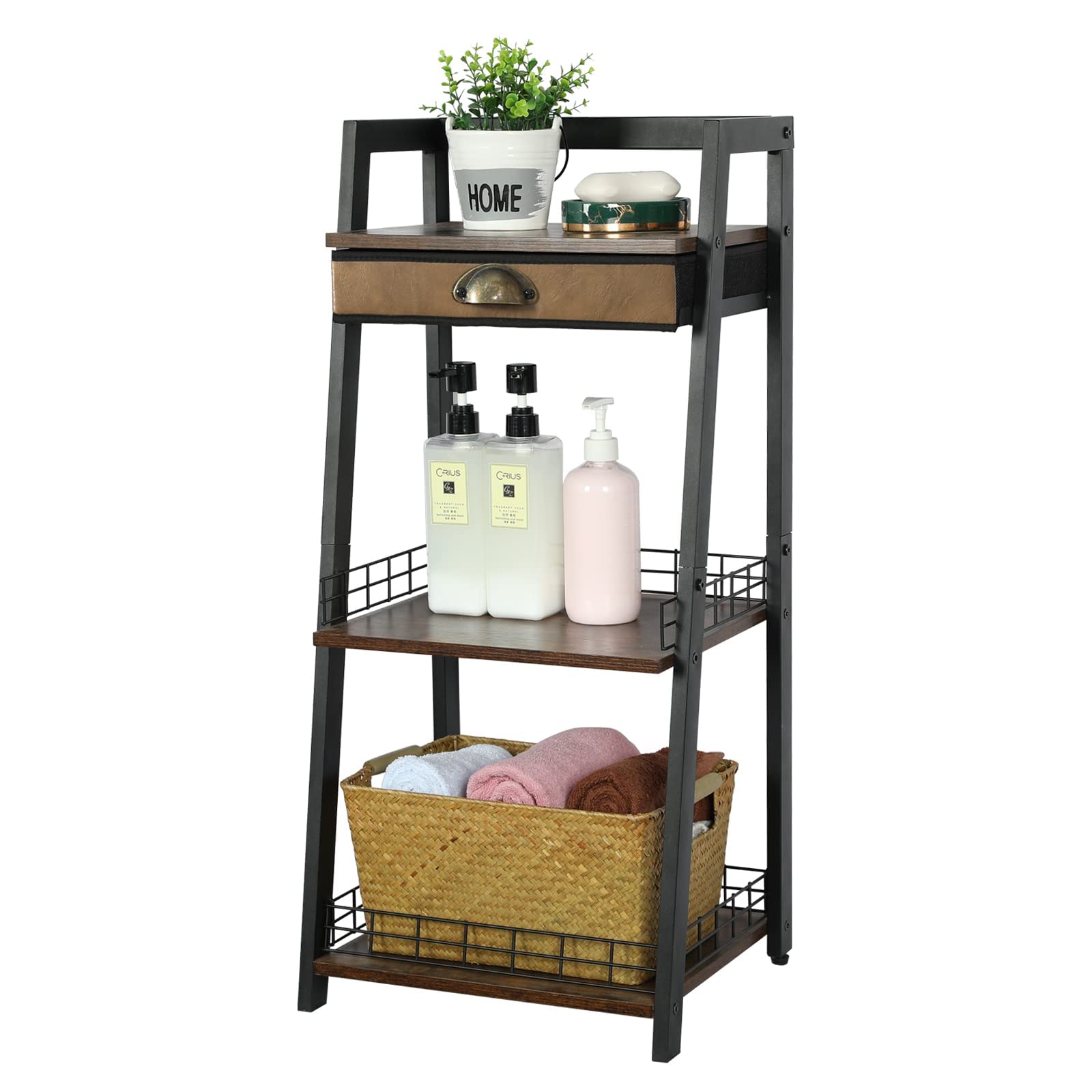 keomaisyto 3Tier Bathroom Ladder Shelf, Bathroom Floor Storage Shelf