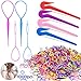 Produktbild GOTONE 4 Stück Pony Pick Haarelastisches Band Cutter + 1000 Stück bunte Gummi Haarbänder + 2 Stück Topsy Hair Tail Tools für Kleinkinder Mädchen (zufällige Farbe)
