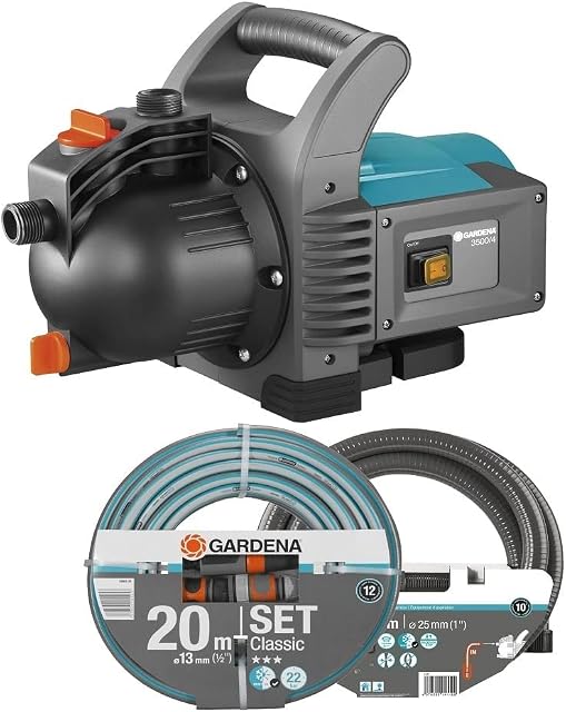 Gardena pompa ogrodowa Classic 3500/4 - zestaw: pompa nawadniająca o wydajności 3600 l/h, dużej mocy, cicha i bezobsługowa, o dużej trwałości, ze śrubą spustową wody (1719-20)