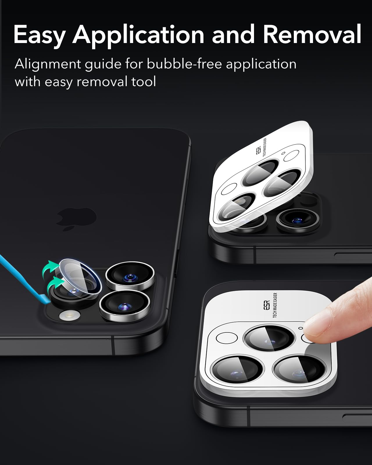 ESR Pellicola Protezione Fotocamera Per IPhone Pro/Pro Max - Vetro Temperato Antigraffio, HD E Trasparente