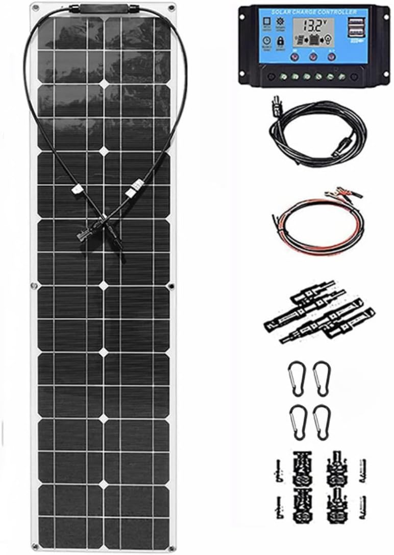 50/100w Solar Battery Charger(40a/60a Controller), 2-in-1 Cable Solar Panel Kit, High Efficiency Solar Panel Kit, for Garage, Rv, Roof, Yacht, Boat,B