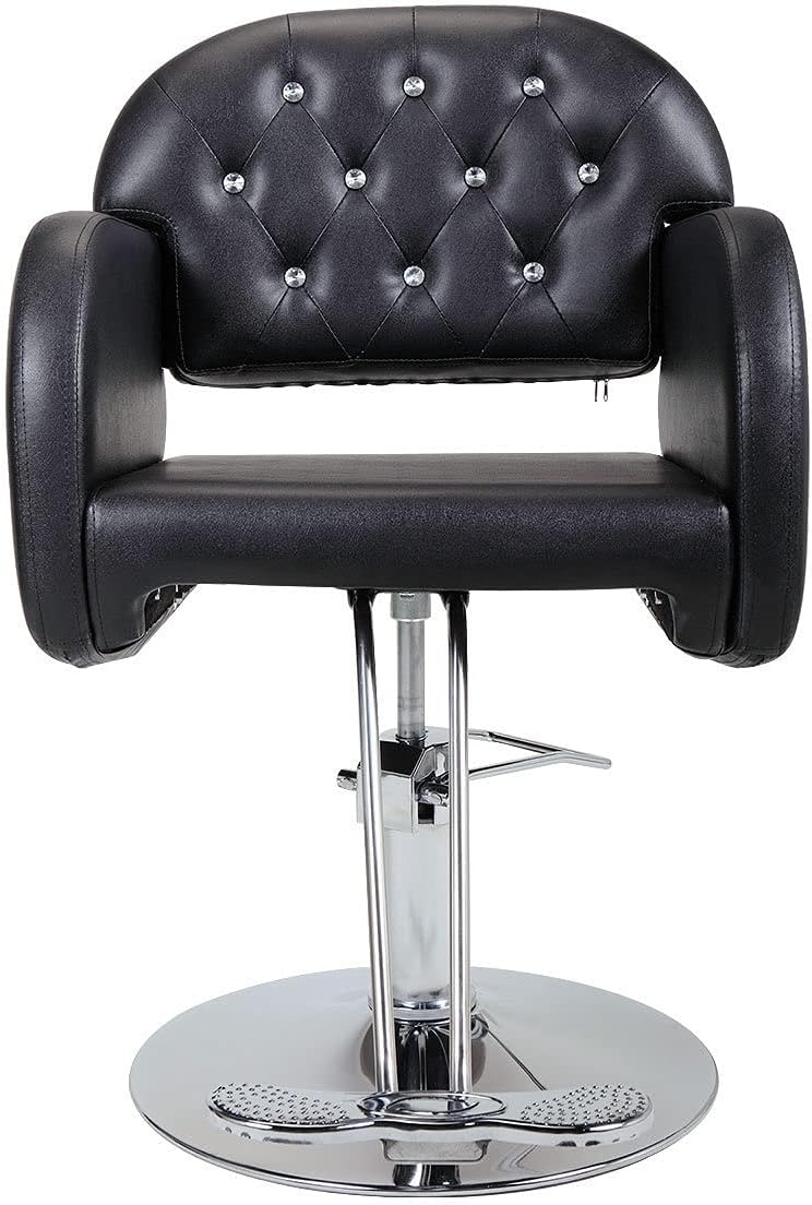 Barber Chair PVC Leather with Diamond Hairdressing Chair Hydraulic Lifting Beauty Salon Chair Black