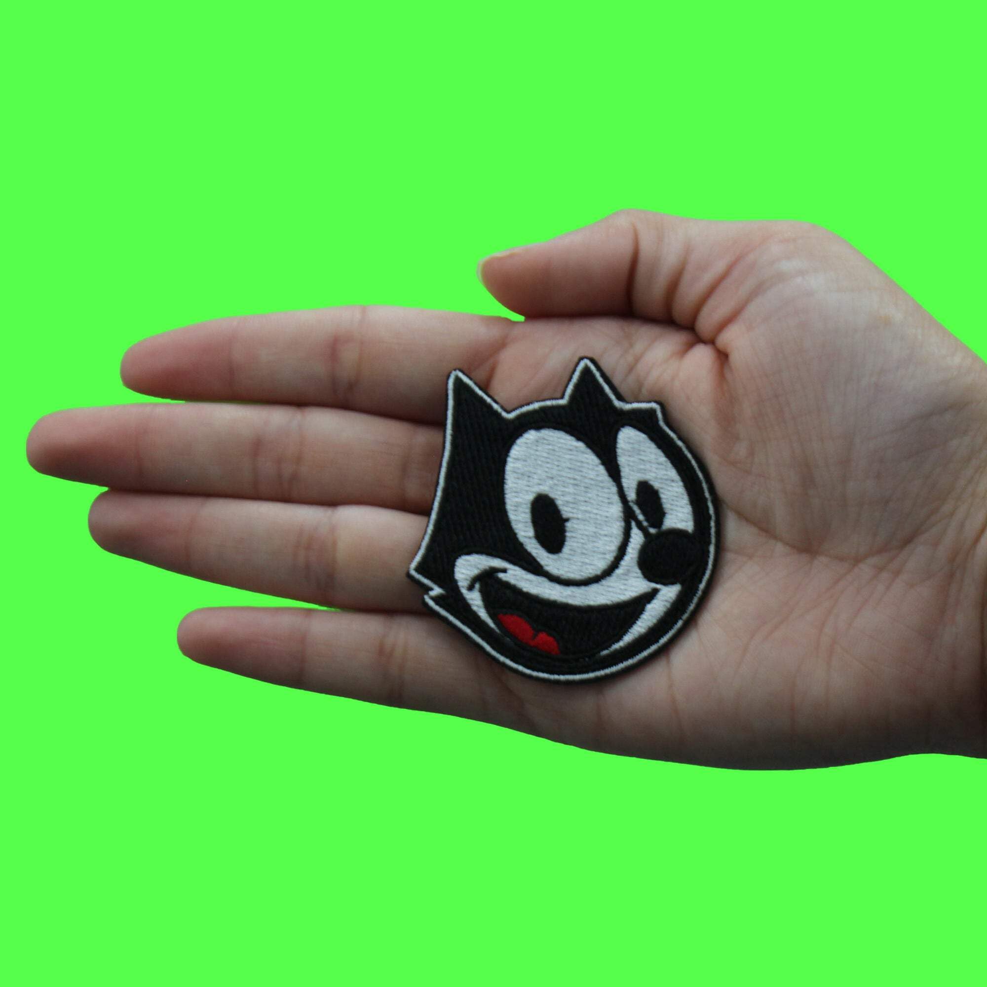 Iconic Kids Cartoon Patch Black Cat Face Portrait Embroidered Iron On