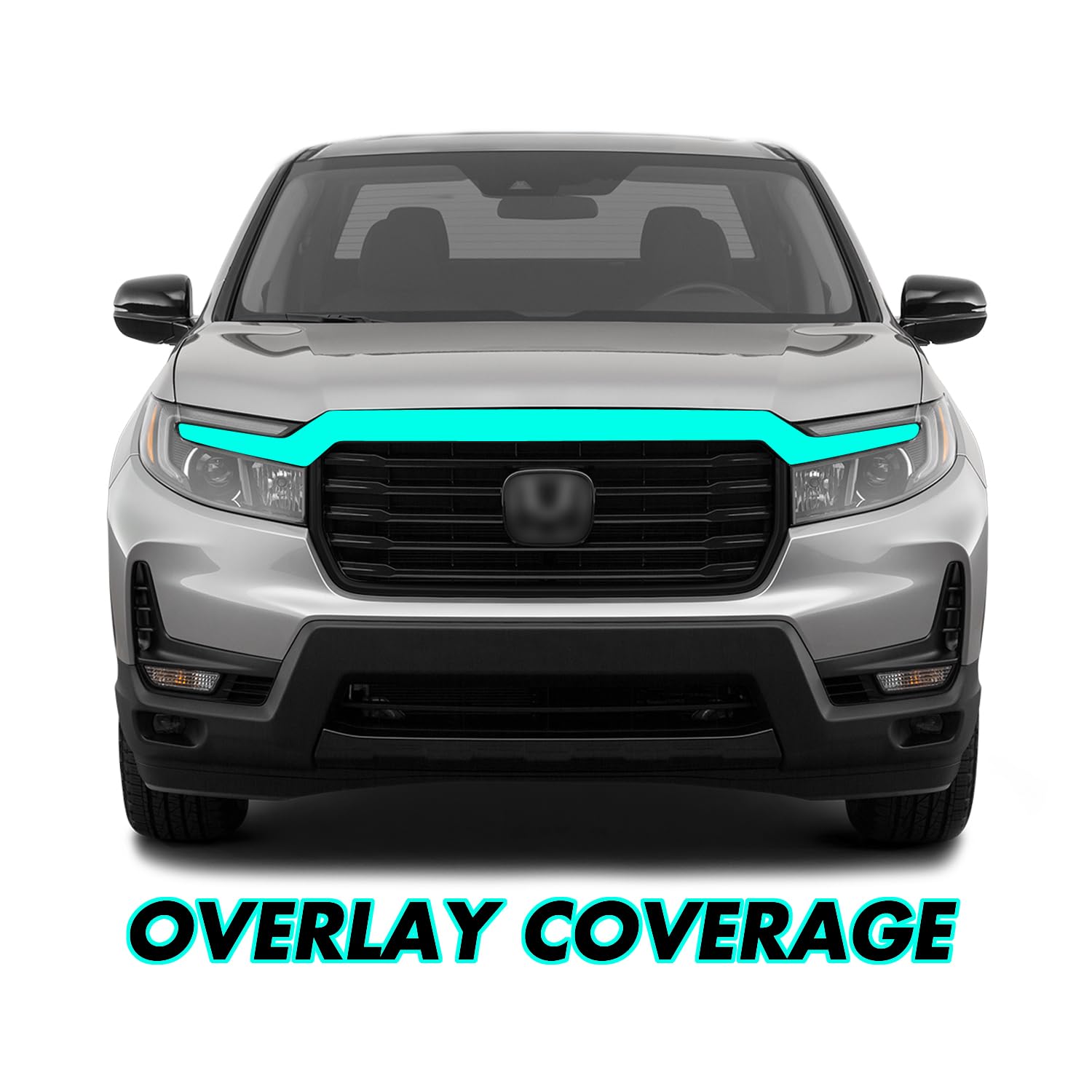 SlickMod Chrome Delete Blackout Vinyl Overlay for 2021-2024 Honda Ridgeline Front Grill Trim (Matte Black)