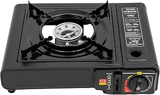 Gaskocher, Tragbarer Campingkocher Gas mit Aufbewahrungsbox, elektronisches Zündsystem, Campinggaskocher für Camping, Wandern und Picknicks, 34x26x8cm