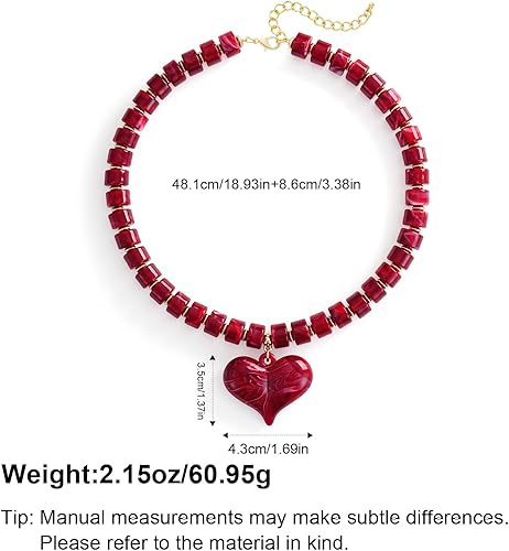 Miniatura 5 de YUJIE - Collar de corazón grueso para mujer, collar de corazón exagerado con cadena de cuentas acrílicas