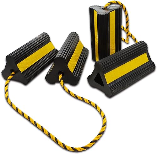 Vacallity Calzones de rueda para remolques de viaje 2 pares de 4 unidades, robustez y resistente, de goma sólida, bloques de calcáreas, para