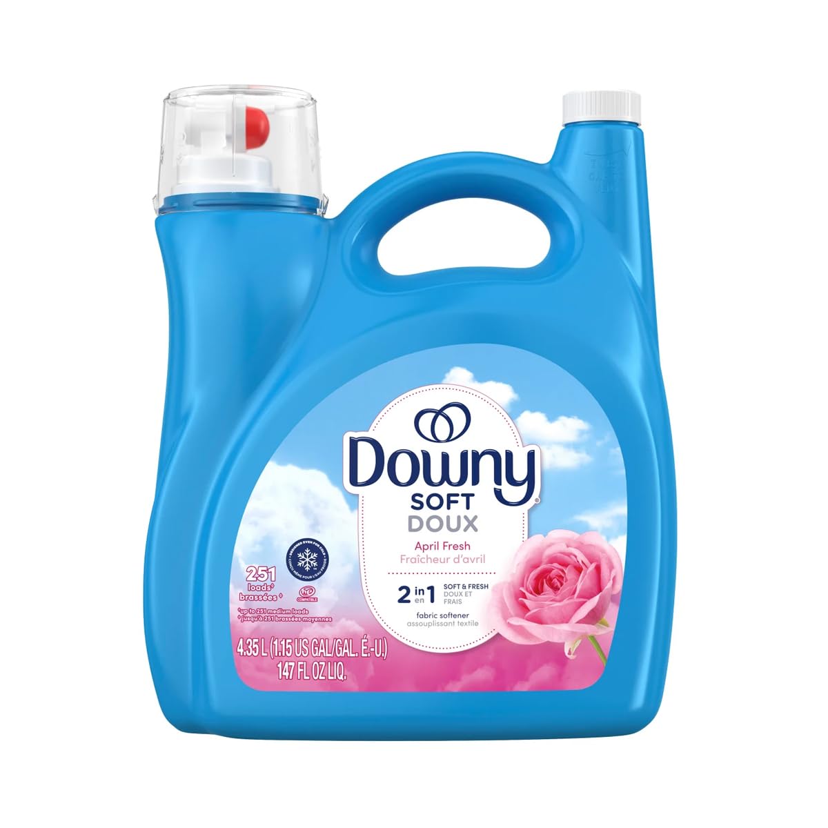 Downy Fabric Softener Liquid 4.35L April Fresh Soft Doux 251 Loads - Designed Even For Cold