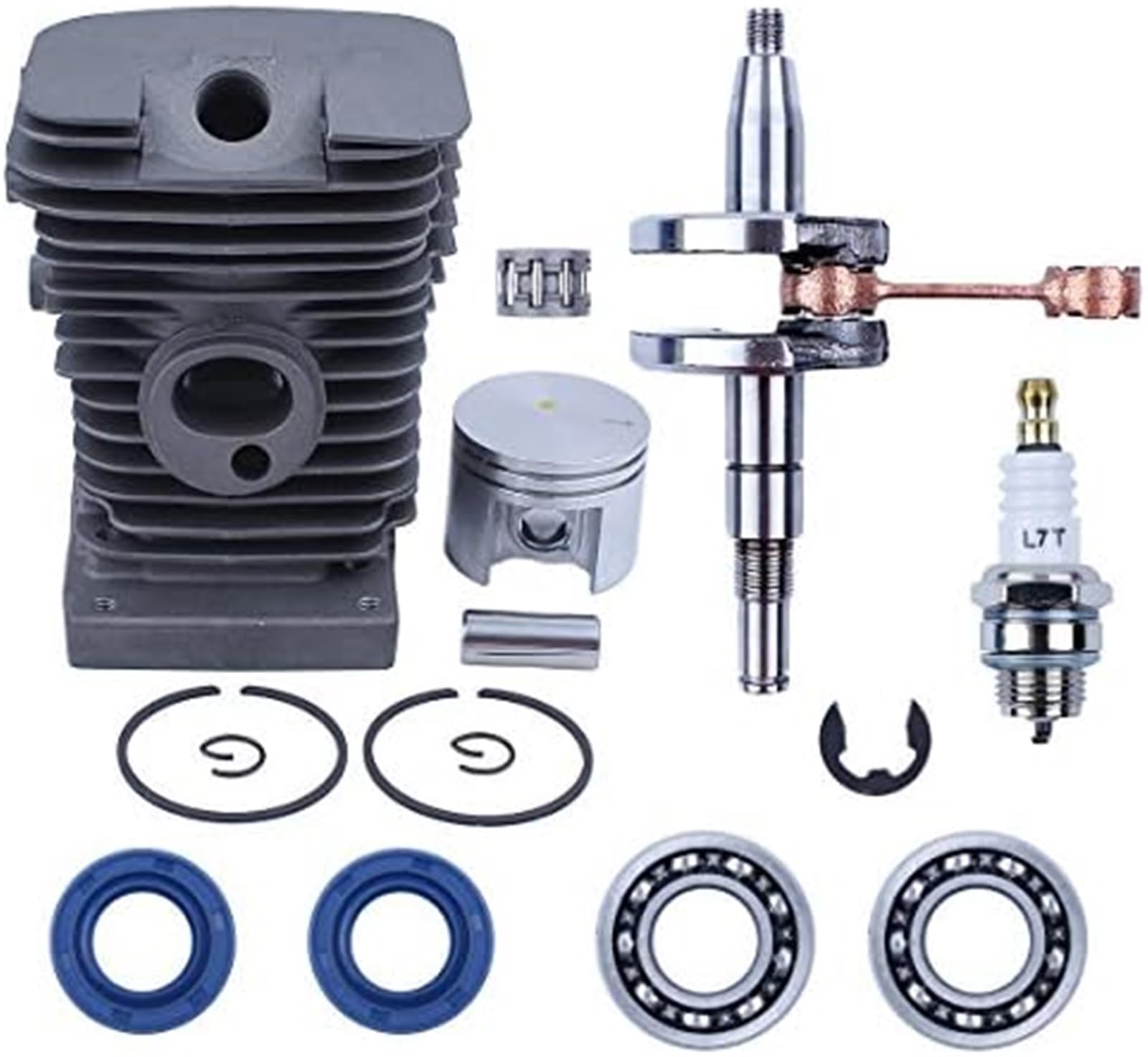 Kit cilindro pistone 38mm Cuscinetti albero motore, for motoseghe STIHL, MS180 018 MS170 017 con paraolio candela L7T Anelli perni candela di accensione per macchine da giardino