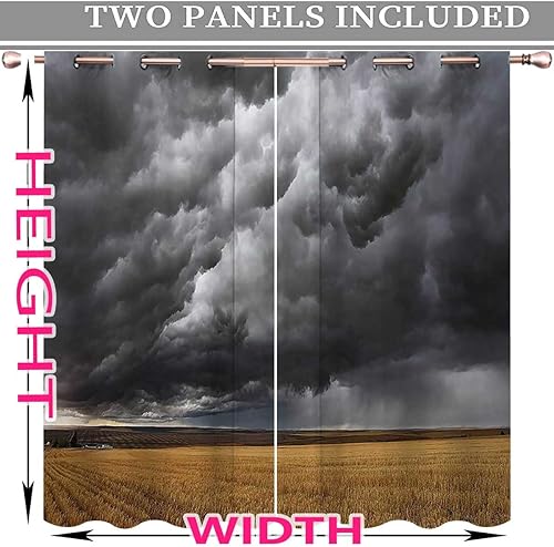 Miniatura 4 de Apartment Decor Collection - Cortinas térmicas de 2 paneles de cortinas grises y amarillas, cortinas opacas con patrón geométrico de 63 pulgadas de