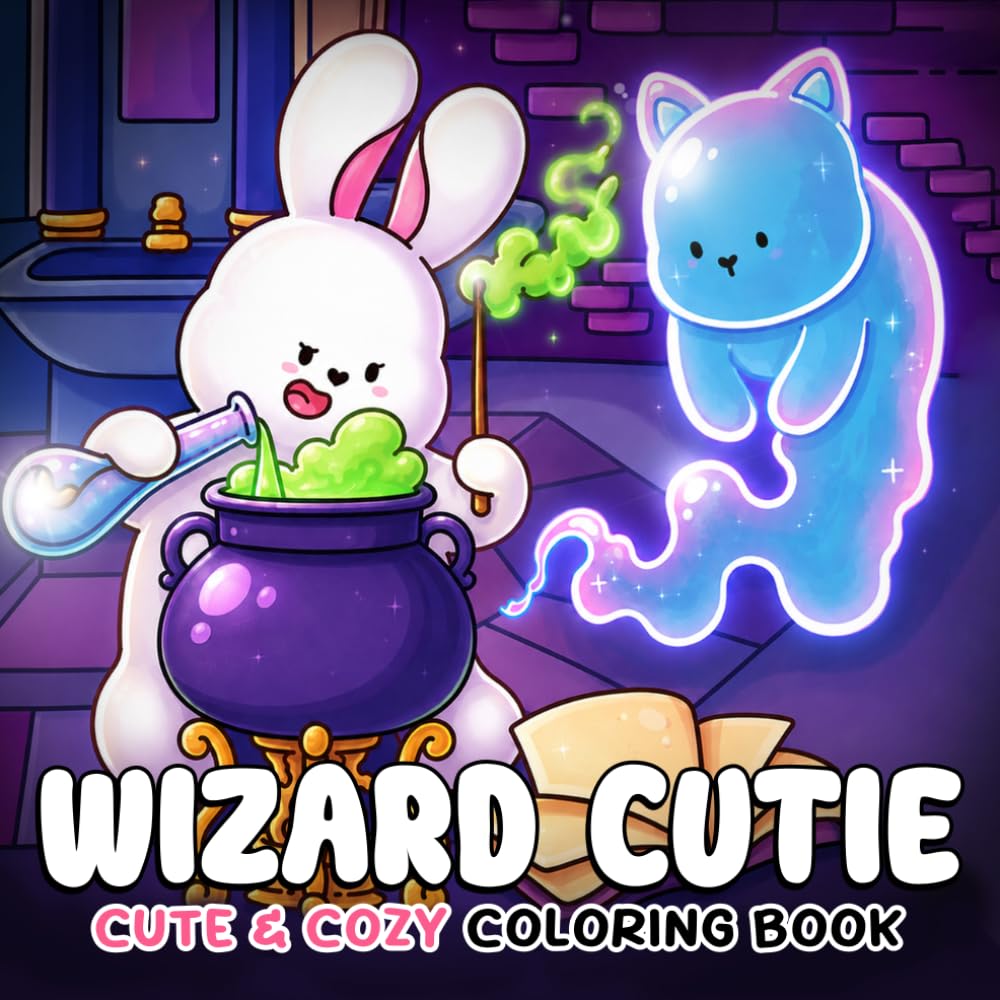 Wizard Cutie Coloring Book: Magical School Adventure Coloring Pages Featuring Magical Friends, Enchanted Creatures, Fantasy Moments for Adults and Teens to Relax