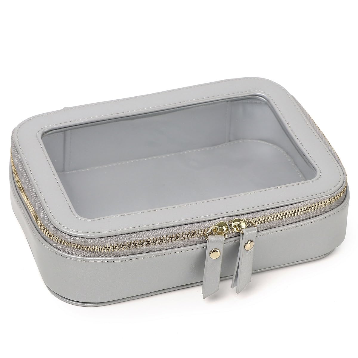 Clear Makeup Bag Small Cosmetic & Toiletry Bag Waterproof Travel Case Women's Pouch Organizer Makeup Bag for Car with Zipper Women (Gray, Small-1)