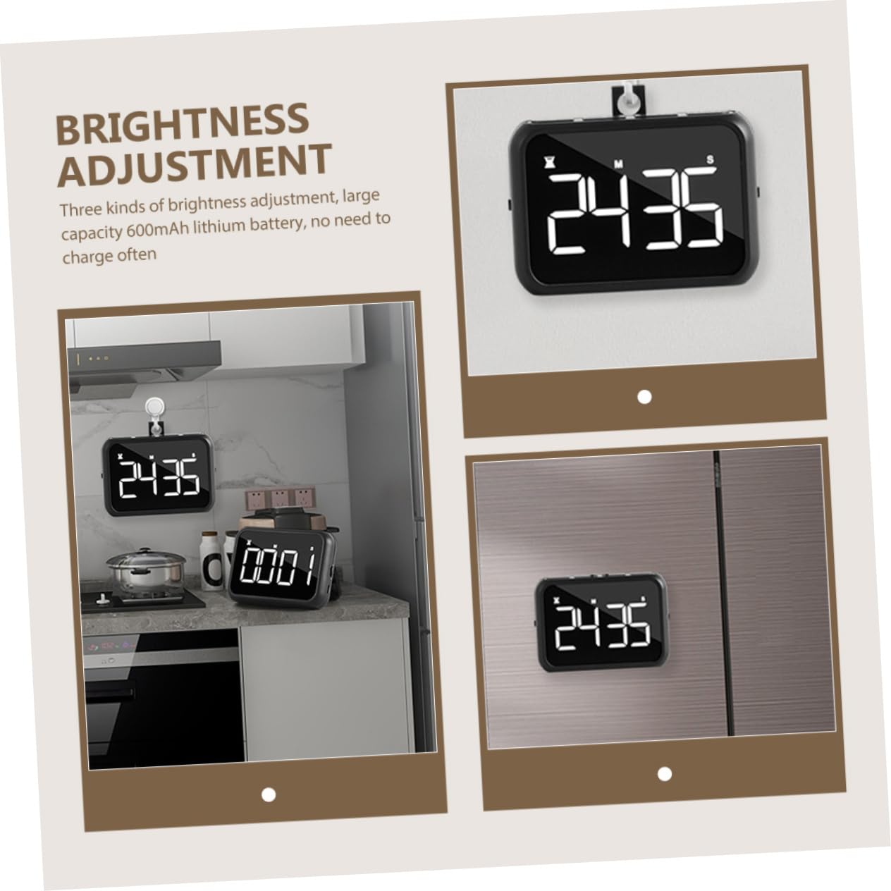 TOPBATHY 2pièces Minuteur De Cuisine Mécanique LED Minuterie De Électronique Rechargeable avec Support Magnétique Et Alarme Outil De Chronométrage pour Cuisine Boulangerie Et