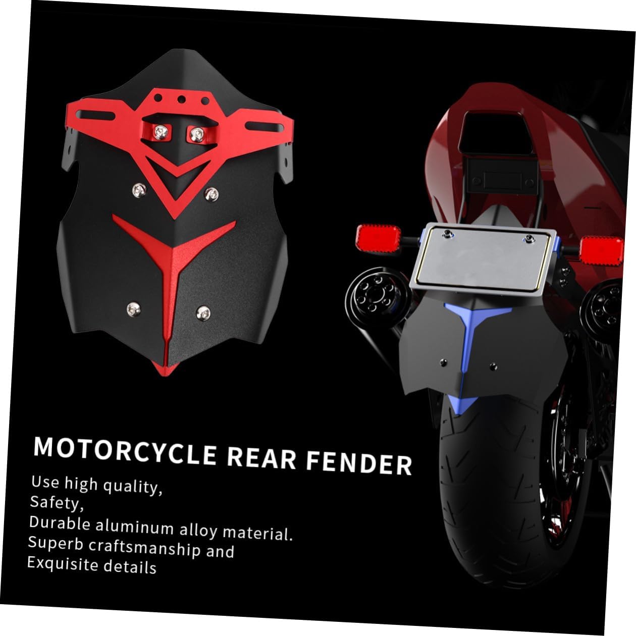 Aluminum Rear Mudguard for Motorcycle, Red Off-Road Fender Plate, Sturdy Rear Splash Guard, Motor Accessories for Dirt Bikes and Off-Road Vehicles