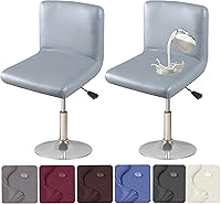 Vista 17 de HFCNMY Fundas para sillas de bar, paquete de 4, elásticas, impermeables, de poliuretano, con respaldo, lavables, fundas para sillas de bar, fundas
