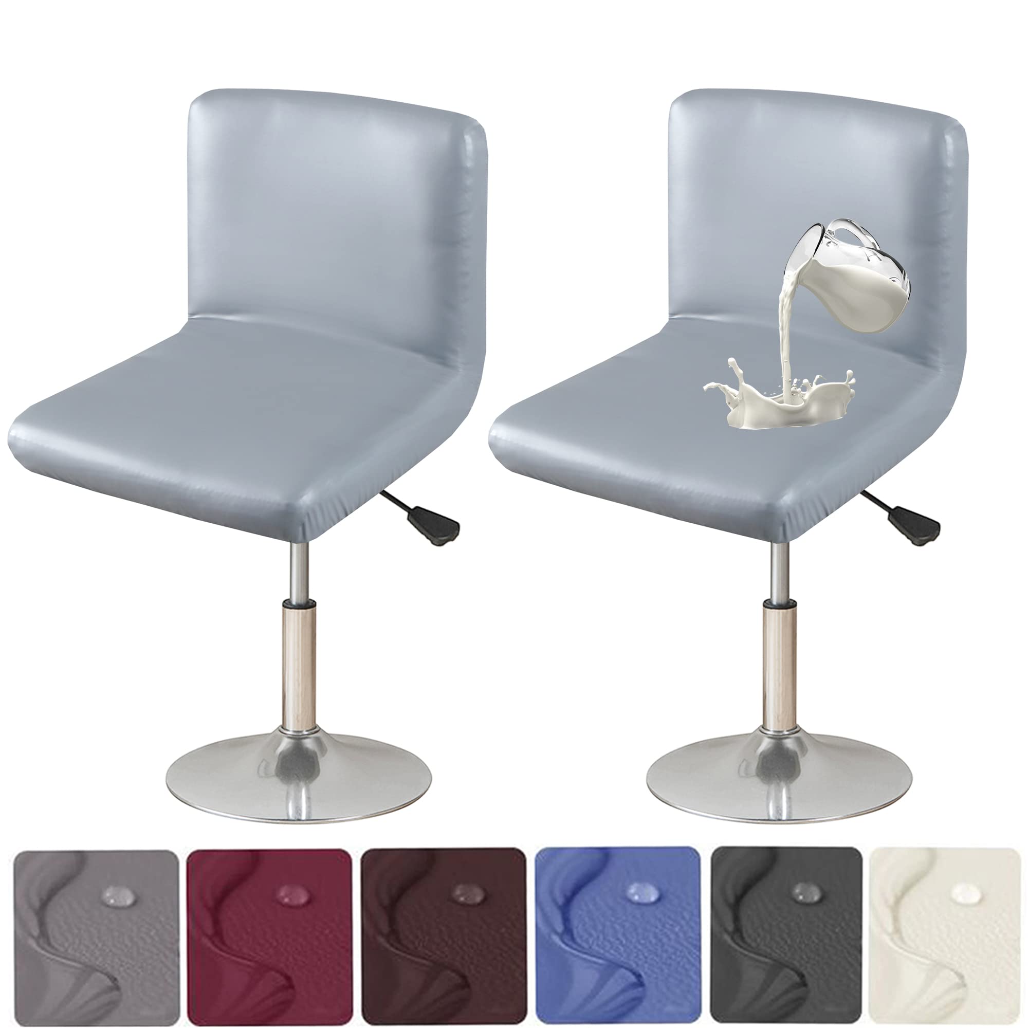 Grey Roll Back Chair Covers Bar Chair Covers Waterproof PU Modern
