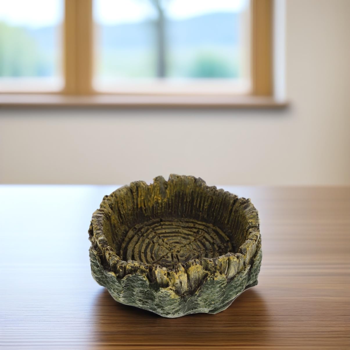 BESPORTBLE Reptile Dish Imitation Wood Grain Feeding Bowl for Bearded Dragons Snakes and Lizards Smooth Surface Non Water and Food Dish for Reptile Tanks