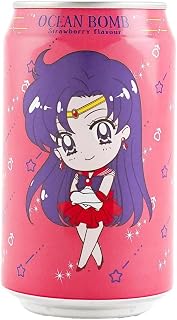 Ocean-Bomb Sailor-Mars Strawberry Flavor Soda Sparkling Water. Carbonated Beverage. Refreshing Drink. Manga. Anime. Collectible – 11.1 Oz (pack of 4)