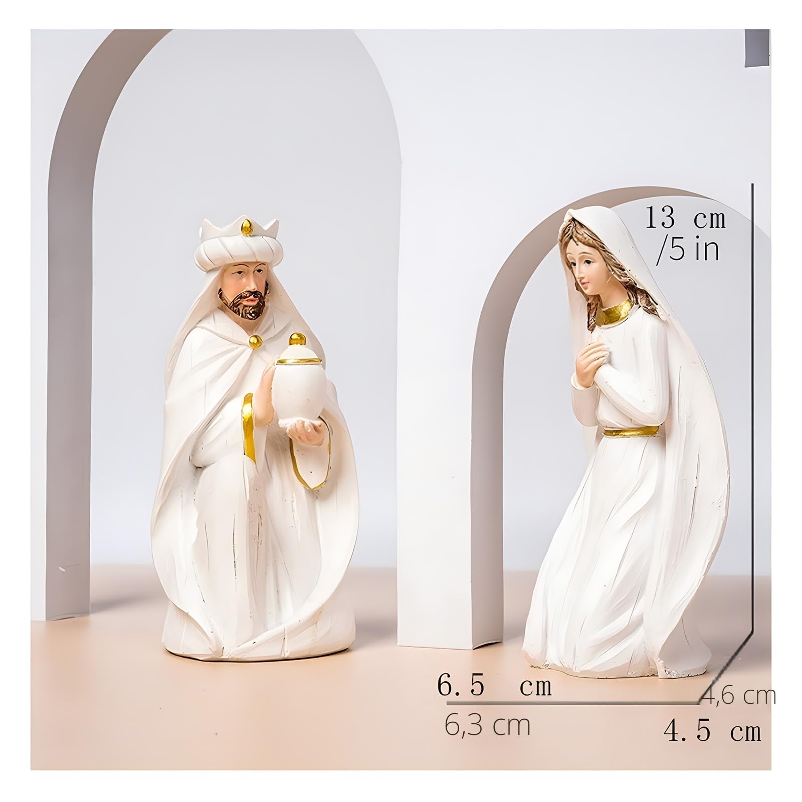 9-teiliges Weihnachtskrippenset für den Innenbereich, echte Weihnachtskrippenfiguren und Figuren Weihnachtskrippe aus Kunstharz für Weihnachtsdeko
