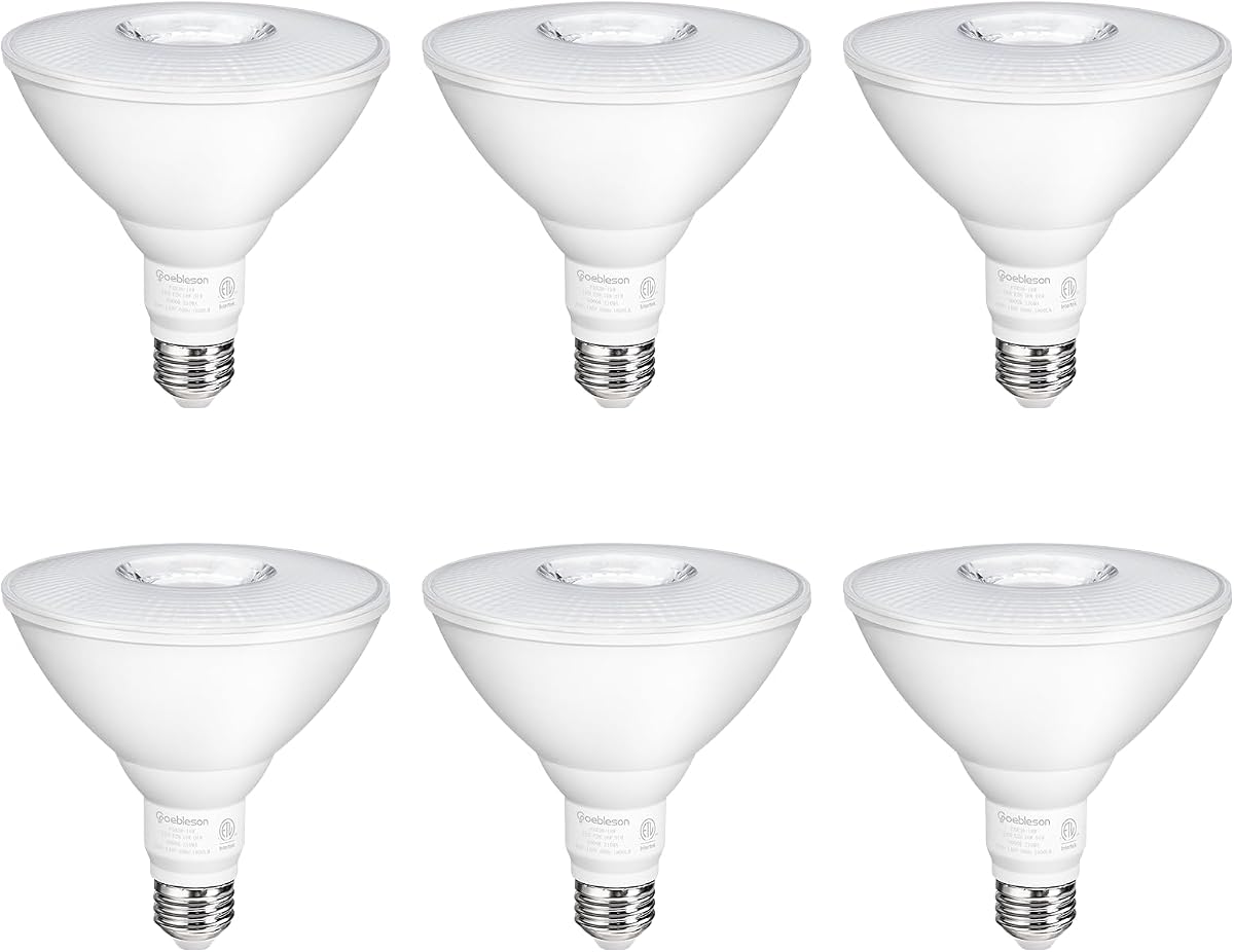 6 Pack Flood Light Bulbs, PAR38 LED Outdoor Flood Light Bulbs, (120W Equiv) Dimmable IP65 for Patio Yard Porch Driveway Garage, 5000K Daylight White 18W 1800LM E26 Base, ETL Listed C05R3P605