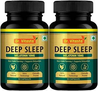 Deep Sleep Melatonin 10mg Capsules, 50 Count, Non Habit Forming, Supports Relaxation (100)