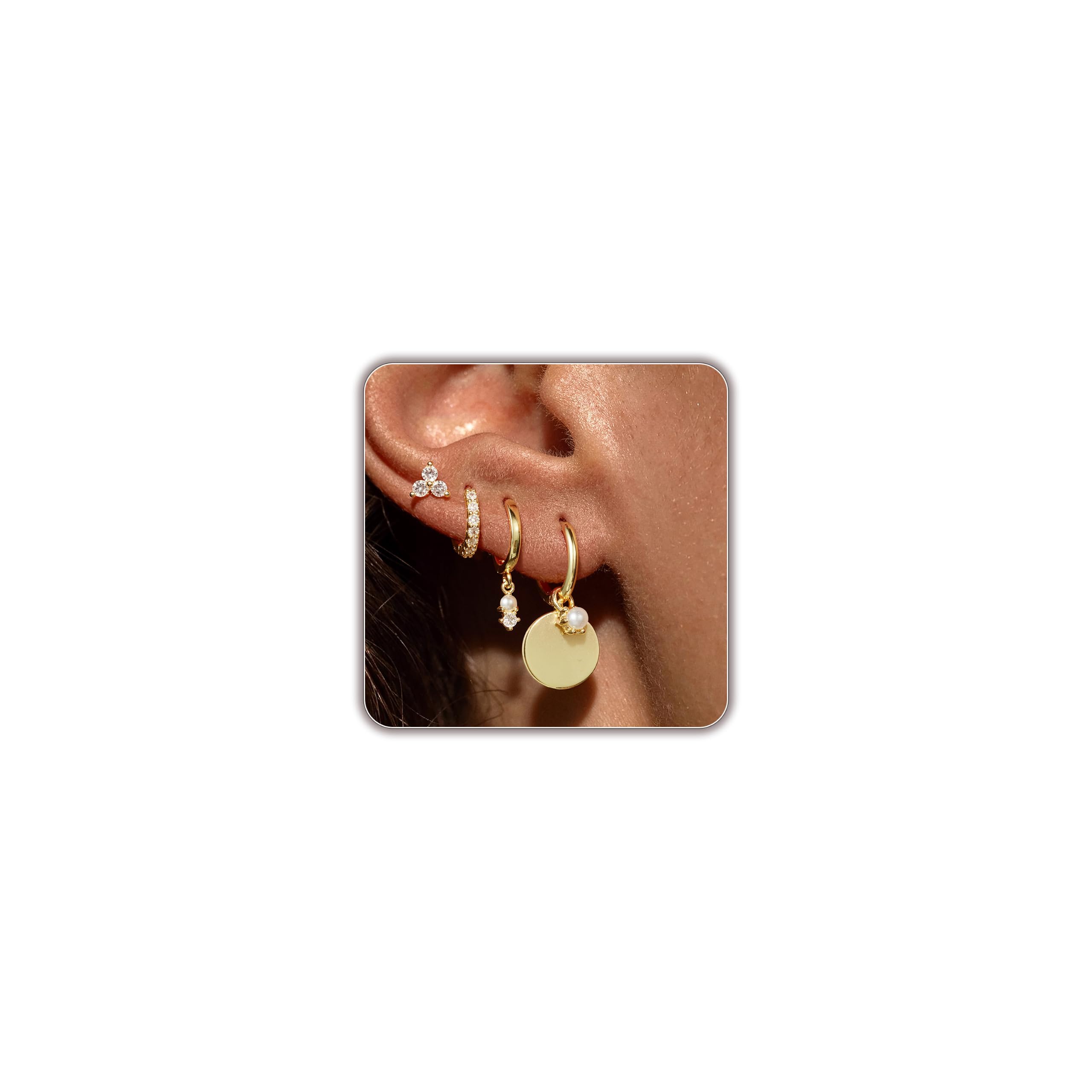 4Pcs Piercing Earrings Set, Second Studs Earrings for Women Stylish, Earring Stack for Daily Wear and Special Occasions, Versatile Jewelry for Multiple Piercings-image-7