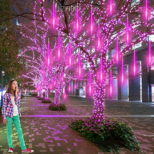 Meteoros Lluvia Luces, 50 cm 10 Tube Tubo de Luces Luces Jardín Impermeable Guirnalda de Luzs,Cadena para Fiesta de Boda de Decoración del árbol de Navidad, Upgrade Versión, Púrpura Cover