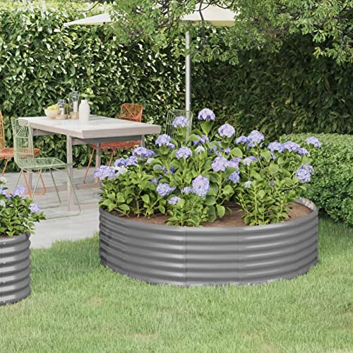 Iiaky Jardinera arriate Acero Recubrimiento Polvo Gris 140x140x36 cm Macetas Exterior Grandes Jardinera Alta