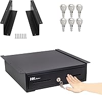 Vista 1 de HK SYSTEMS Cajón de efectivo resistente negro de 13 pulgadas con apertura "Push", 4B5C con soporte de metal para montaje debajo del mostrador