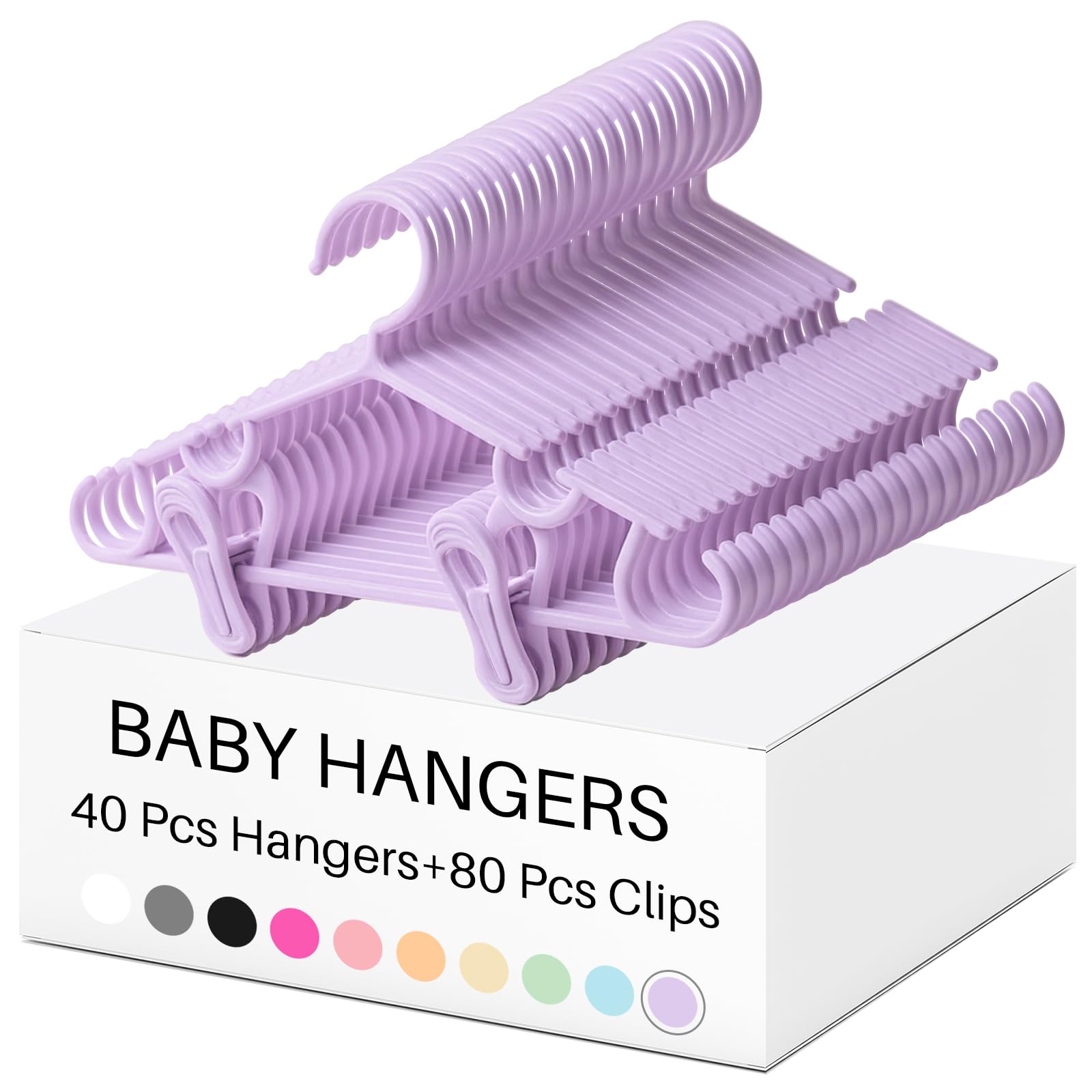 Hsei Lot de 120 cintres pour bébé avec clips pour pantalons, placards, jupes, chaussettes (violet)