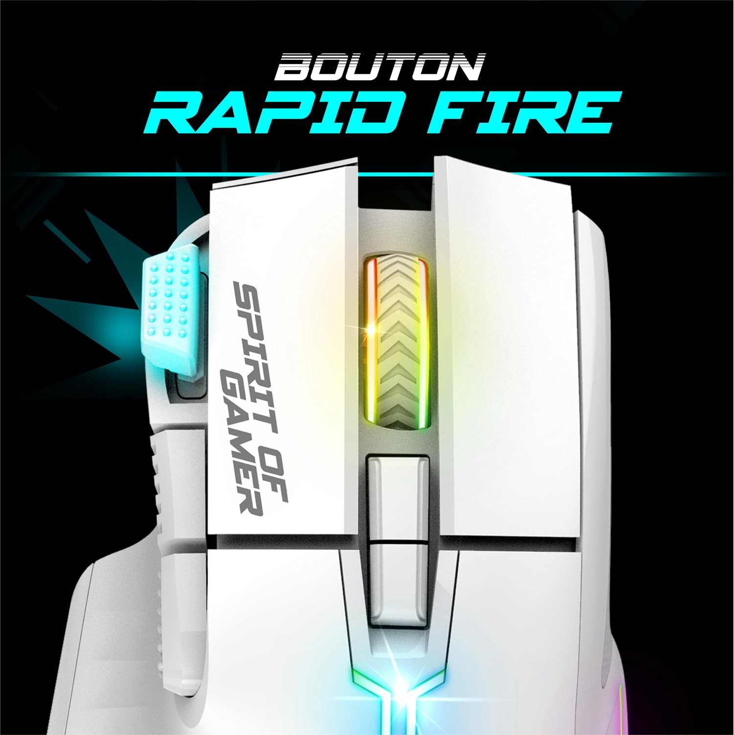 SPIRIT OF GAMER x MK600 | Pack Teclado Ratón Inalámbrico Gamer Blanco Recargable RGB | Diseño QWERTZ Alemán Retroiluminado | Gaming Keyboard Semi Mecánico | Wireless Mouse 4800 DPI | PS4/PS5, PC, Xbox