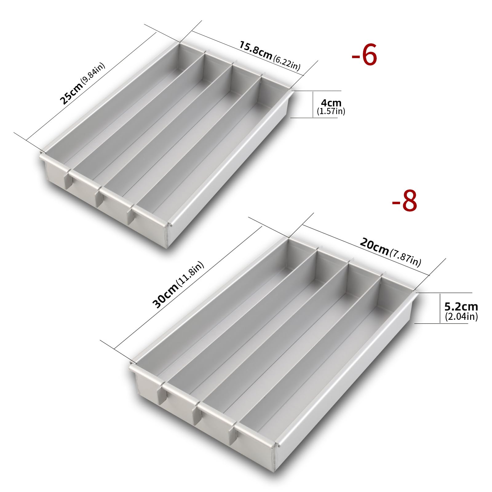 Battenberg Kuchenform aus Aluminium mit 3 Trennwänden, abnehmbare Antihaft-Kuchenform für gleichmäßige Abschnitte und einfaches Herauslösen