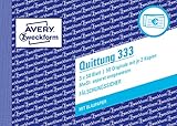 AVERY Zweckform 333 Quittungsblock (A6 quer, 3x50 Blatt, mit Durchschlag, fälschungssicher, separat ausgewiesene MwSt., für Deutschland und Österreich) weiß