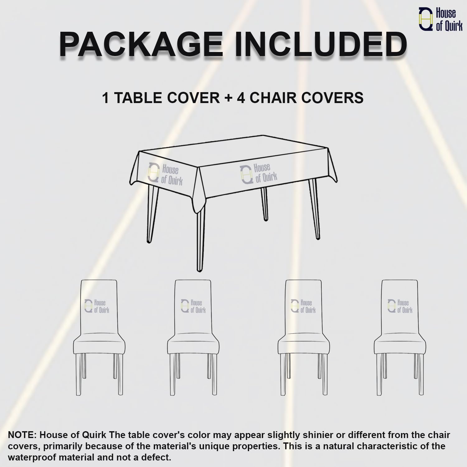 House of Quirk Dining Chair Cover with Table Covers for Kitchen Waterproof Dining Table Cloth (Green Gold Prism, 1 Table Cover + 4 Chair Cover) Polyvinyl Chloride (PVC),Rectangular 3