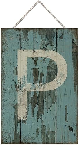 Vista 348 de Letrero colgante de madera con letra A, letrero de madera, decoración del hogar, 26 letras del alfabeto de metal, placa de madera, decoración